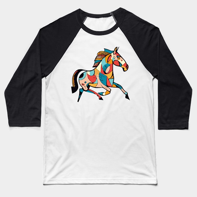 Colorful horse - horse lover design, horse gift Baseball T-Shirt by colorbyte